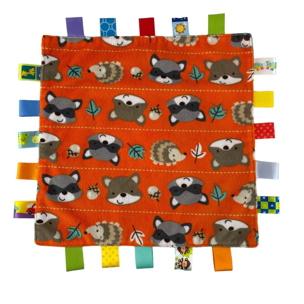 Taggies Orange Lovey Woodland Animals Baby Security Blanket Raccoon Hedgehog Tag